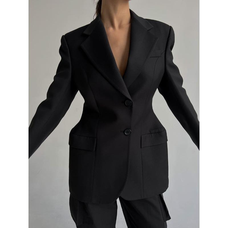 Женский осенне-зимний повседневный костюм с V-образным вырезом и приталенным талией