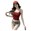 LangSha Red Spaghetti Strap Women's New Padded Sexy Sleeveless Tank Top Outerwear