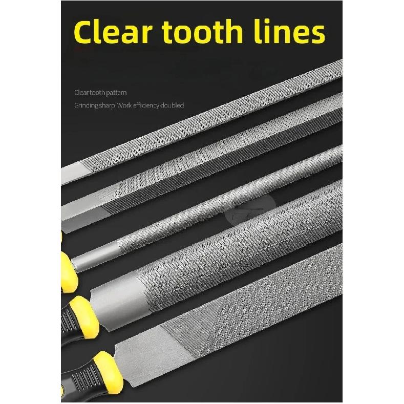 High Carbon Steel File Set, 5 Shapes, One-piece Forming & Quenching Process, for Fitter Grinding & Deburring