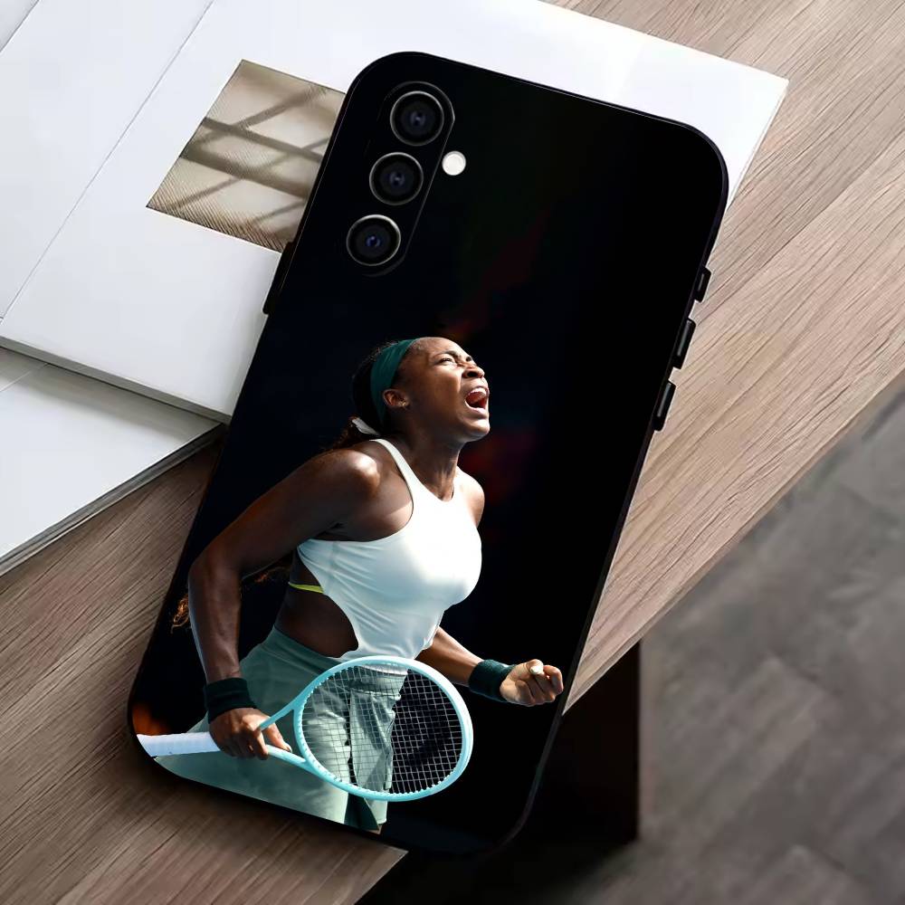 C-Coco Gauff Phone Case For Samsung Galaxy A73,A72,A71,A70,A53,A52,A51,Soft Silicone Black Cover