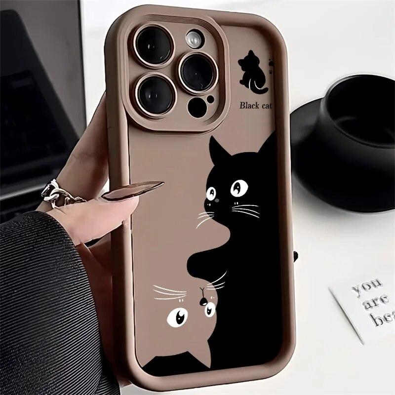 Чехол для телефона с милым котом ярких цветов для iPhone 11, чехол для iPhone 13 12 15 Pro 14 Pro Max XR XS Max X 7 8 Plus SE, матовый противоударный чехол