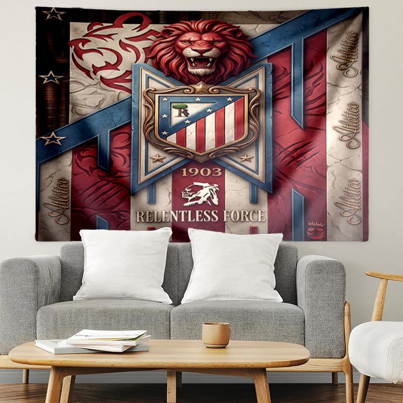 Club Atletico de Madrid Print Tapestry, Lightweight Wall Hanging, for Bedroom, Dorm, Living Room, Home Art Decor, Birthday Christmas Gift