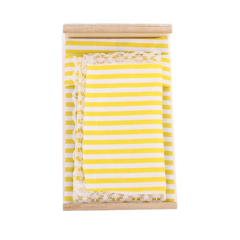 1:12 кукольных домиков Мини Мебель Спальня Микро Сцена Модель Деревянная Ткань Двуспальная Кровать