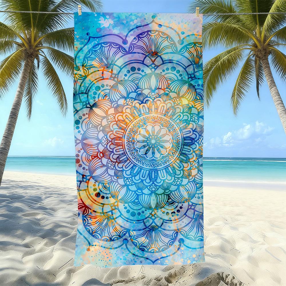 Seaside Microfiber Beach Towel, Water-Absorbing Quick-Drying Double-Sided Velvet Printed Bath Towel