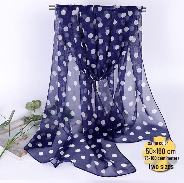 Classic Polka Dot Silk Georgette Scarf - Versatile Summer Sunscreen Shawl