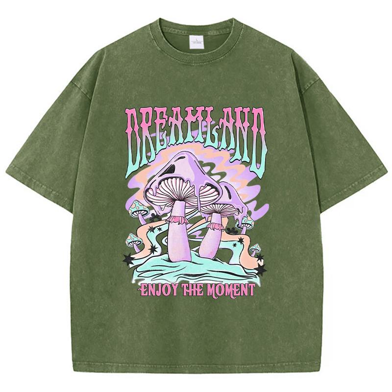Dreamland Enjoy The Moment Графическая мужская футболка Модная повседневная футболка Уличная удобная одежда Футболки Классные футболки больших размеров