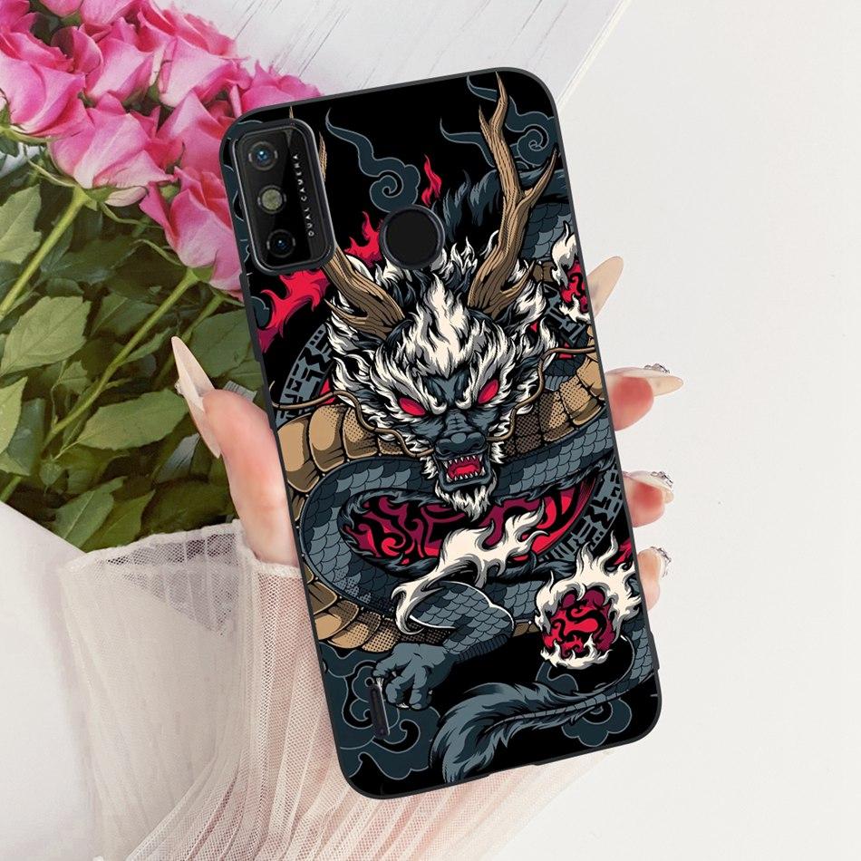 Для Tecno Spark Go 2020 / Spark 6 Go KE5j KE5k KE5S Чехол для телефона с рисунком «Крутой Дракон и Тигр» Черный Силиконовый Мягкие Чехлы