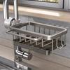 Kitchen Space Aluminum Sink Drain Rack Sponge Storage Faucet Holder Soap Drainer Pan Basket Organizer Bathroom Accessories