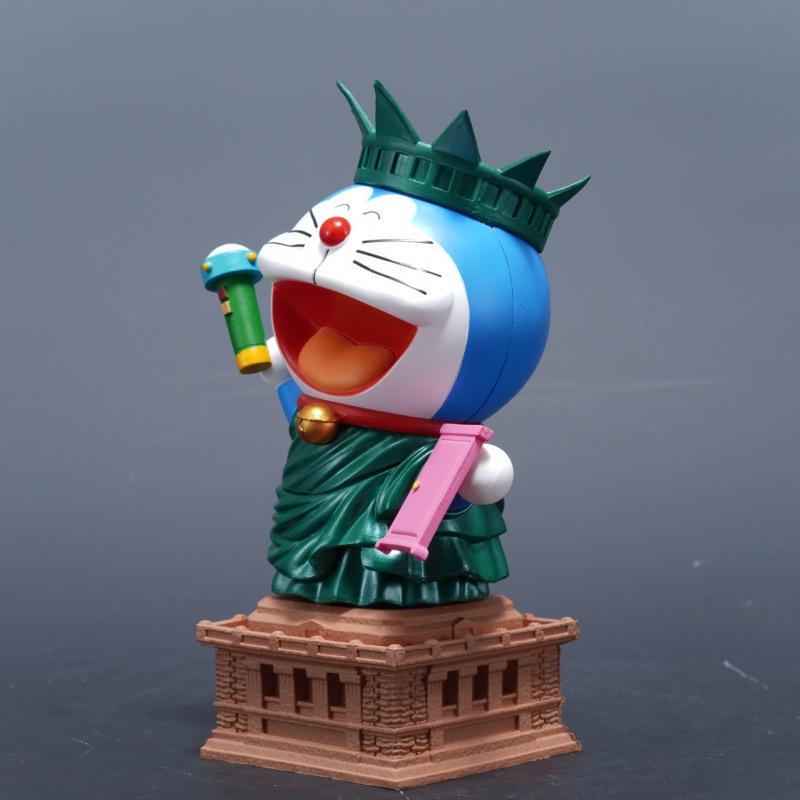 Free Muse Doraemon figure jingle cat car desktop chassis ornament toy, anime two-dimensional doll