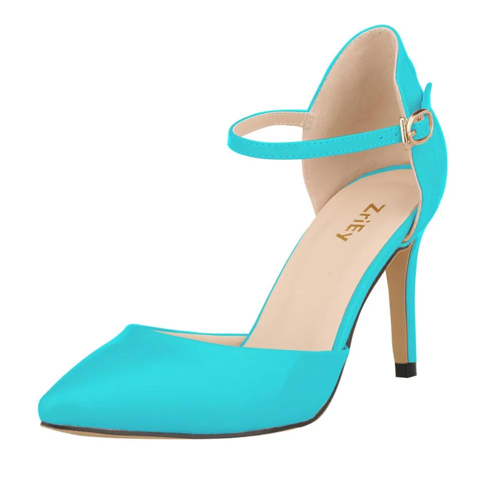 Новые женские туфли-лодочки с острым носком, лакированная кожа, высокие каблуки, сексуальные босоножки с ремешком на щиколотке, женские туфли для вечеринки и свадьбы, Femininos 952-7PA