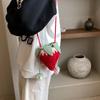 Novelty Strawberry Shaped Crossbody Bag Handmade Knitted DIY Personalized Crochet Wool Small Satchel Bag Cartoon Cute Sling Shoulder Bag MIT