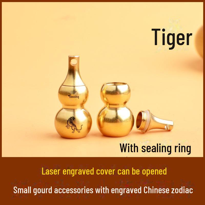 Брелок из латуни в виде тыквы со знаком зодиака, восемью триграммами и гравировкой благословения