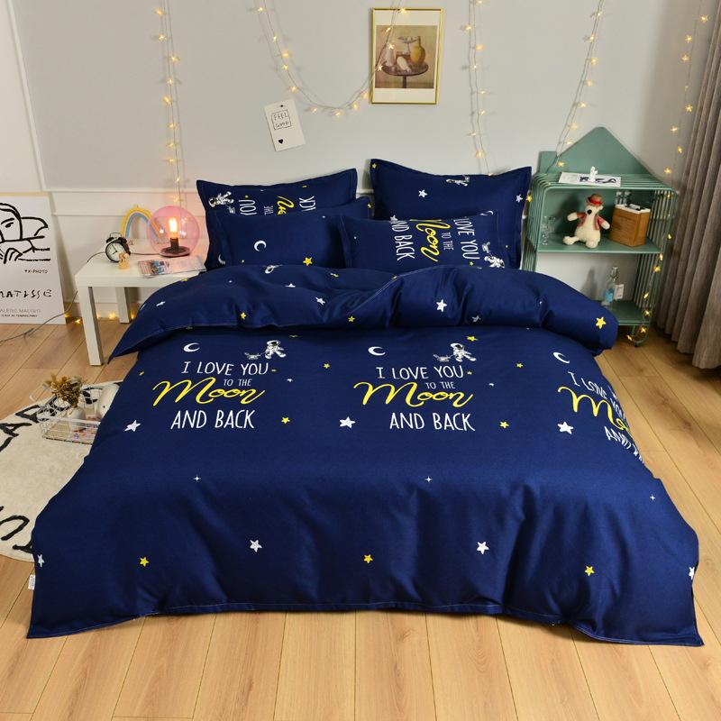 Постельный комплект из полосатого матового хлопка для осени/зимы – Утолщенный пододеяльник и простыня