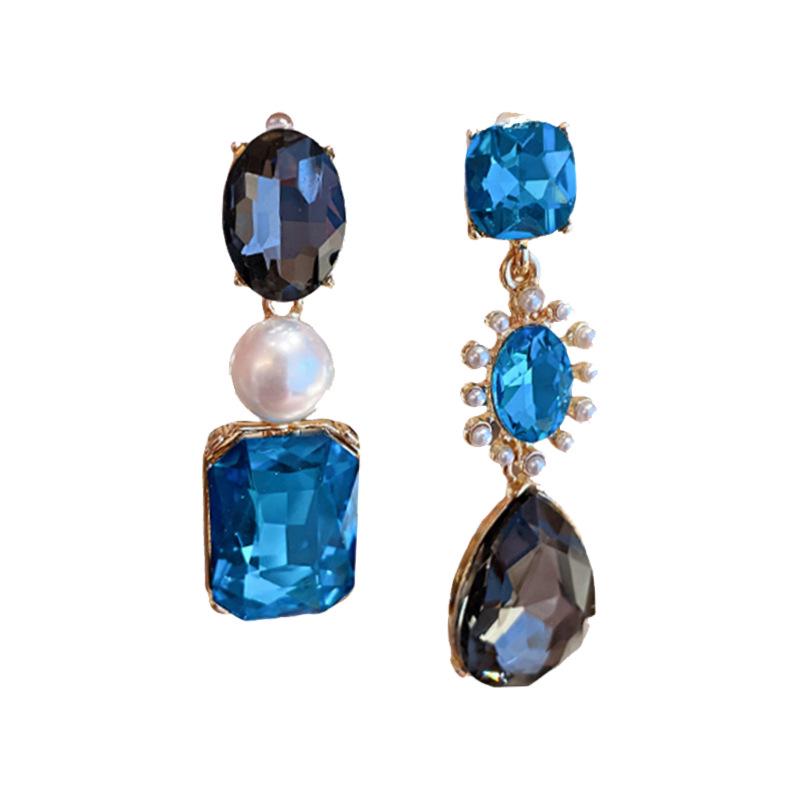 Винтажные серьги-подвески геометрической формы из стерлингового серебра со стразами и искусственным жемчугом - стиль французского двора для женщин