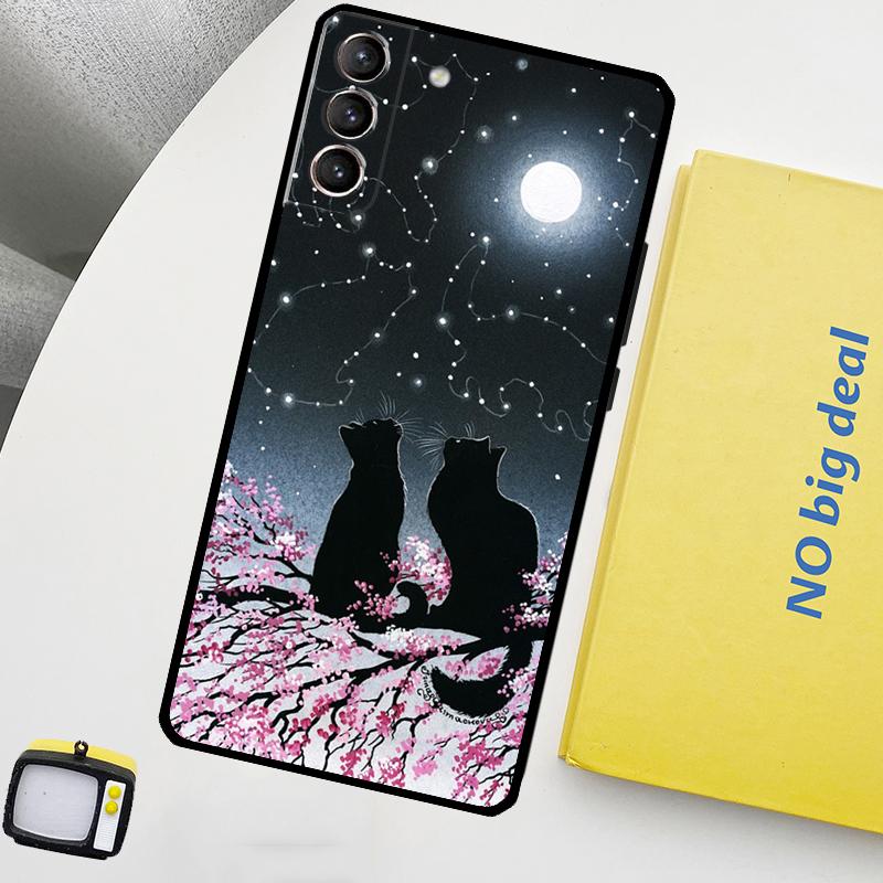 Черный Кошачий Лицо Китти Чехол для Телефона Для Samsung Galaxy S25 S24 Ultra S20 S21 S22 S23 Plus S9 S10 S24 FE S25 FE Чехол