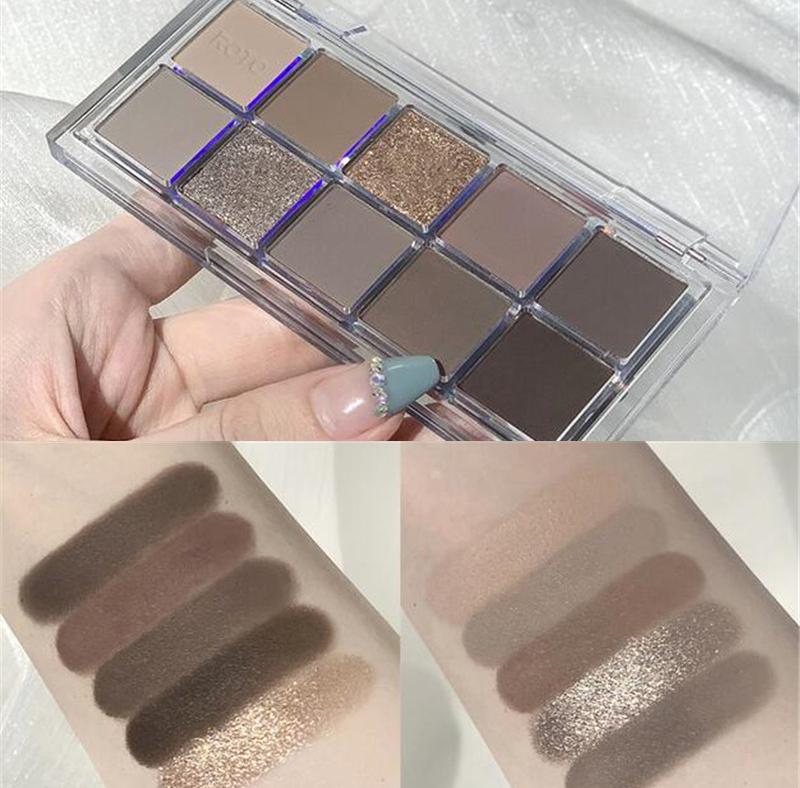 ROTO Акриловые матовые блестящие дымчатые тени для век Палитра блестящих теней для век с мерцанием и сиянием Палитра теней для макияжа Телесные пигменты для глаз