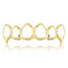 Eco-friendly Copper Hollow Teeth Grillz Top Bottom Set Glossy Finish Teeth Jewelry  Rapper