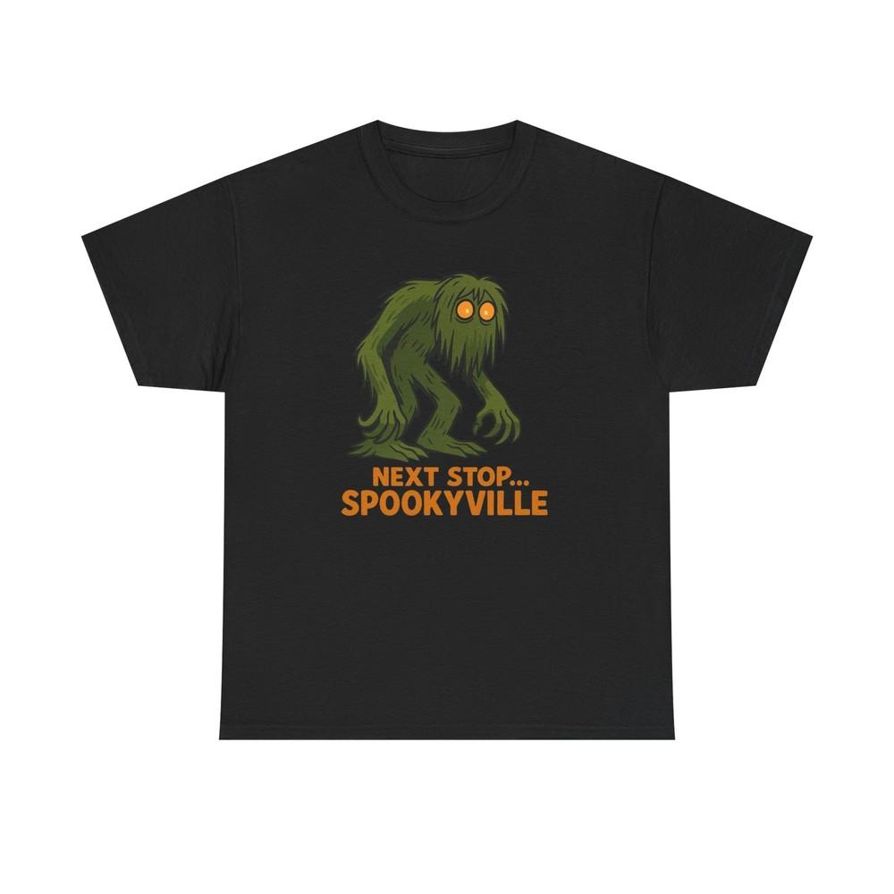 Next Stop SpookyVille Halloween Graphic T-Shirt Unisex Heavy Cotton Tee NEW