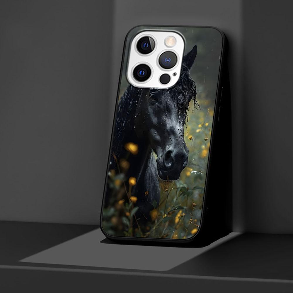 Чехол с лошадью для Apple iPhone 14 11 7 SE 2020 8 X XS 13 12 Mini XR 15 Pro Max Силиконовый Черный Мягкий Чехол для Телефона