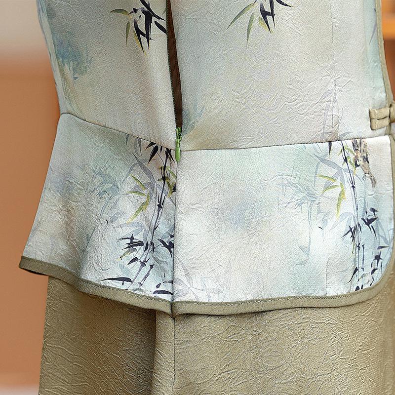 Летнее элегантное платье в китайском стиле для женщин среднего возраста - Дизайн «два в одном»