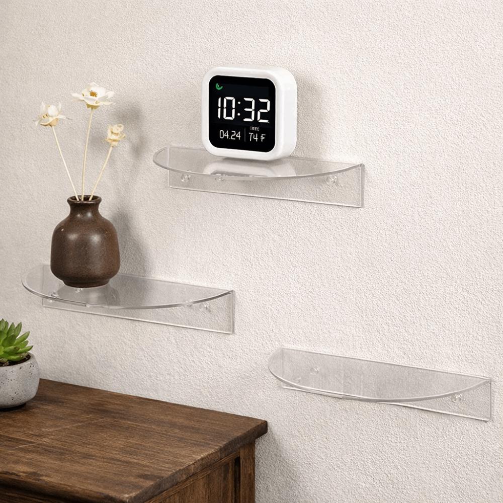 Wall Mounted Semi-circular Display Rack Minimalist Decorative Transparent Wall Shelves Modern Invisible Shelf Picture