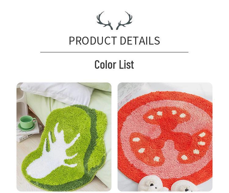 Adorable Cartoon Fried Egg & Vegetable Rug - Cozy, Cold-Proof Tufted Carpet for Kids’ Rooms & Bedrooms