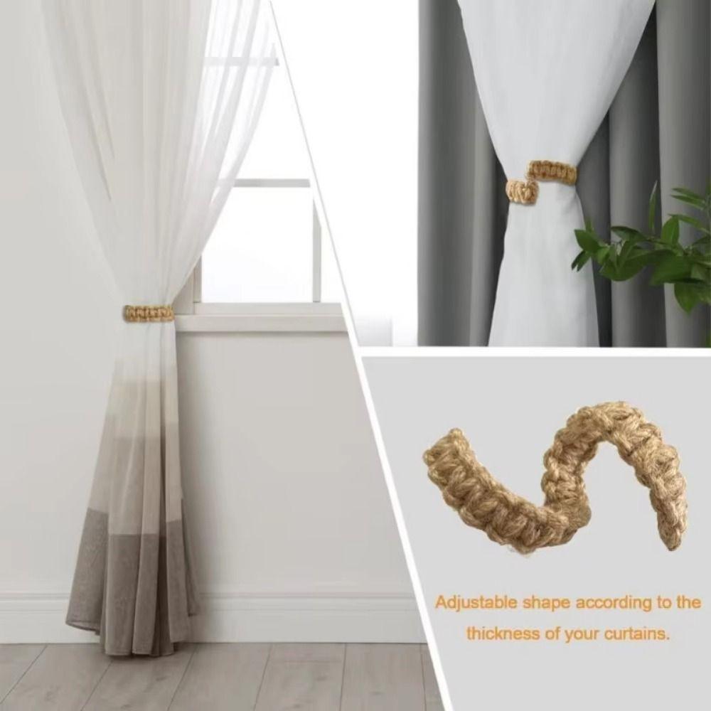 2Pcs Handwoven Curtain Tie Rope Retro Curtain Holder Classic Curtain Holdback  Curtain Accessories