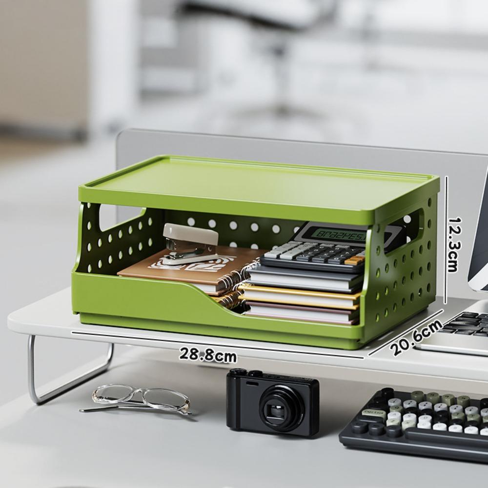 Plastic Storage Box Perforated Board Desktop Bookshelf Toy Container Foldable Storage Baskets  Home