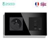 BSEED French Wall Socket 65W Double Type-c USB Sockets Super Fast Charging Ports Electric Power Outlets Crystal Glass Frames