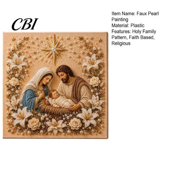 Easter Religious Gift Holy Family Painting DIY Kit, Faux Pearl Art Christmas Catholic for Women Craft Kit Adults, Home Wall Decor Handmade Spiritual