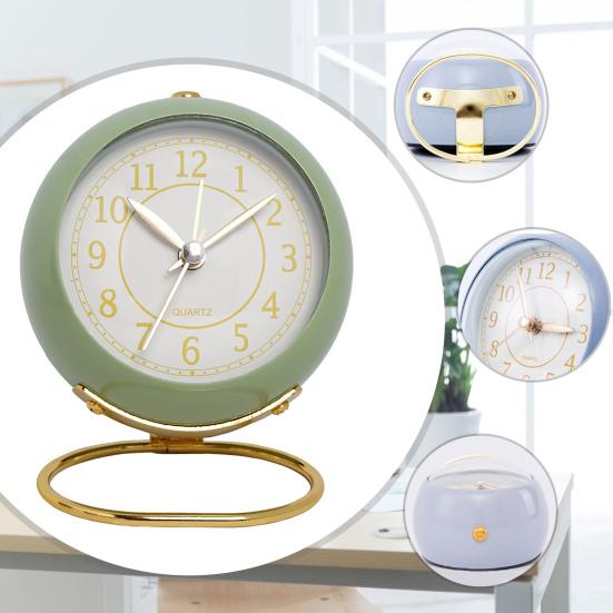 Analog Alarm Clock with LED Light Non-Ticking Battery Operated Bedroom Desktop Digital Quartz Clock Children Students Gift