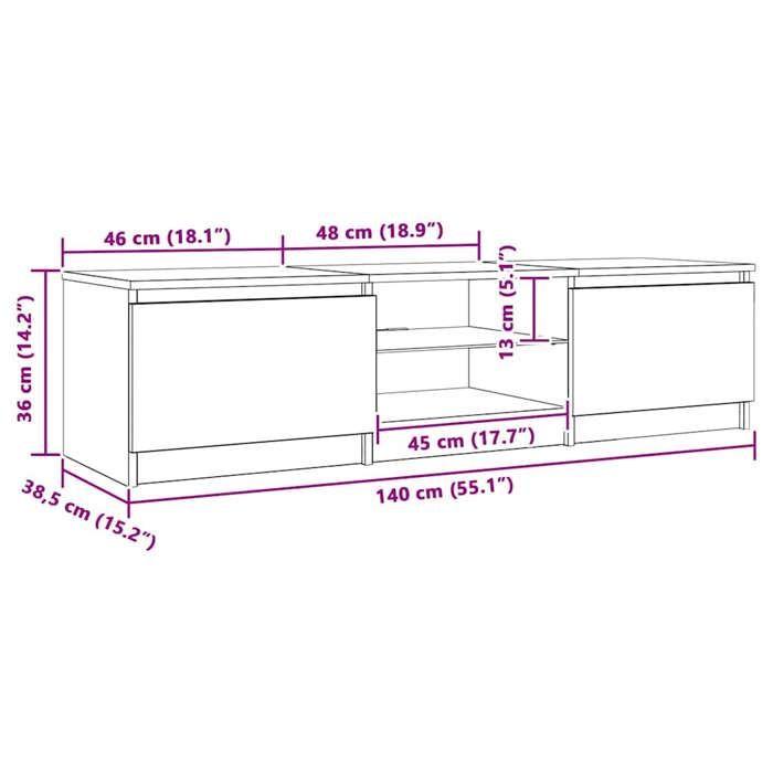 vidaXL Meuble TV avec lumières LED vieux bois bois d'ingénierie, support TV, meuble multimédia, console TV, meuble hifi 856349