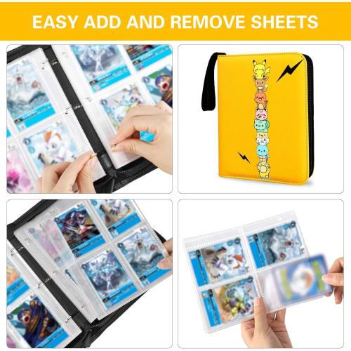 CIUTEK Card File, Large Capacity Card Case with 8 Pockets, Holds 400 Cards, PU Leather Cover, Star Card Collection, Game Storage Bag, Card Binder Styl