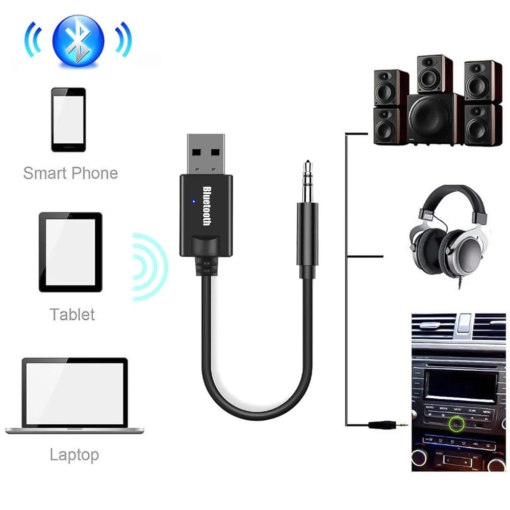 Bluetooth 5.0 Аудио Приемник Автомобильный Комплект 3.5MM 3.5 Jack AUX Авто Стерео Музыка USB Донгл Беспроводной Адаптер для Автомобильного Динамика Усилителя