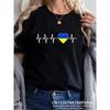 Heartbeat Blue Yellow Women Print T-shirt Girl Y2K Short Sleeve Tee Tops Lady 90S Sweetshirts Female Harajuku Clothing