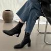 Autumn Women's High Heel Ankle Boots New Winter Comfortable Pointed Toe Thick Heel Chelsea Boots Women's High Heel