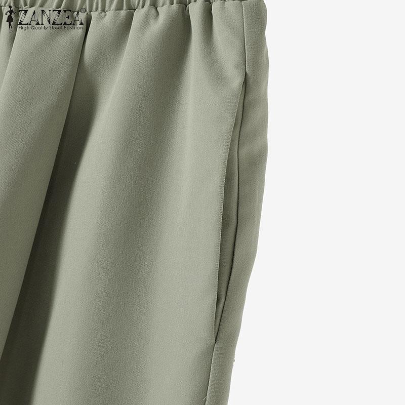 ZANZEA Женские повседневные комплекты из двух предметов из блузки и брюк