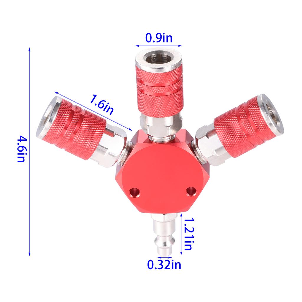 2pcs NPT 3 Way Air Manifold 1/4 Inch Universal Air Hose Splitter Air Compressor Quick Connect Fittings Universal Pneumatic Tool