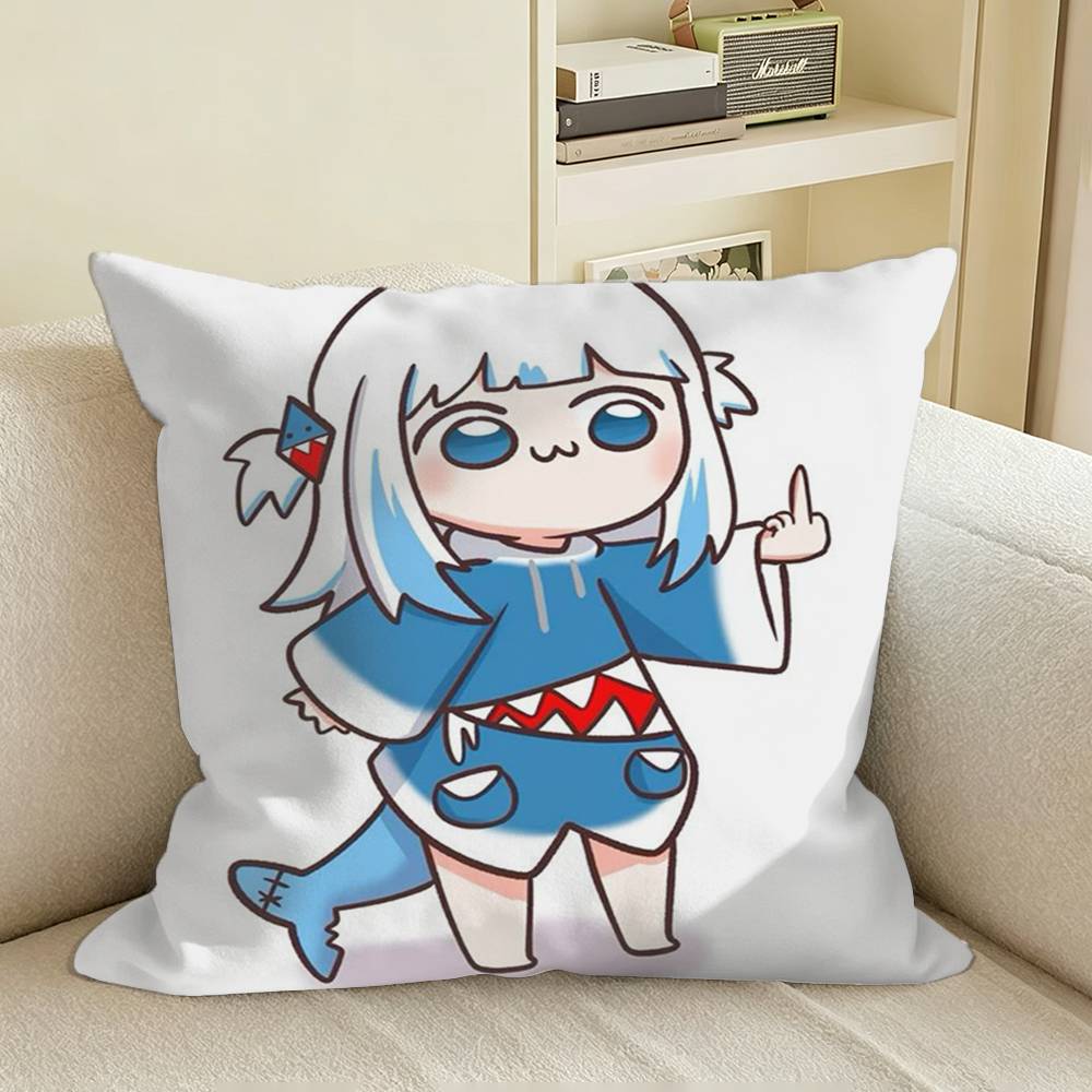 HoloEN GGawr GGura VTuber Square Sofa Pillow Cover Solid Color Living Room Home Decor Cushion Case