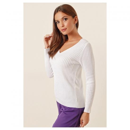 AQE FASHION V-образным вырезом тонкий вязаный свитер с подробным описанием, женский модный осенне-зимний свитер