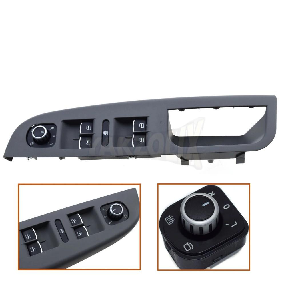 For VW Volkswagen Golf Jetta Car Chrome Front Left Power Window Mirror Control Switch with Panel 5ND959857 5ND959565A 1K4868049C