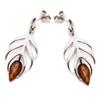 [R5511] - Artisanal Silver Earrings 'Inspiration' Amber Cognac (rhodium) - 38x15mm