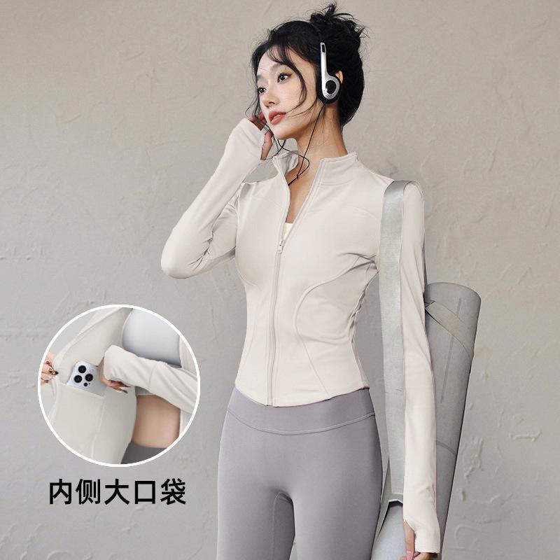 Yoga clothes, tops, professional running sports outdoor jackets, quick-drying fitness clothes, women's Pilates training clothes