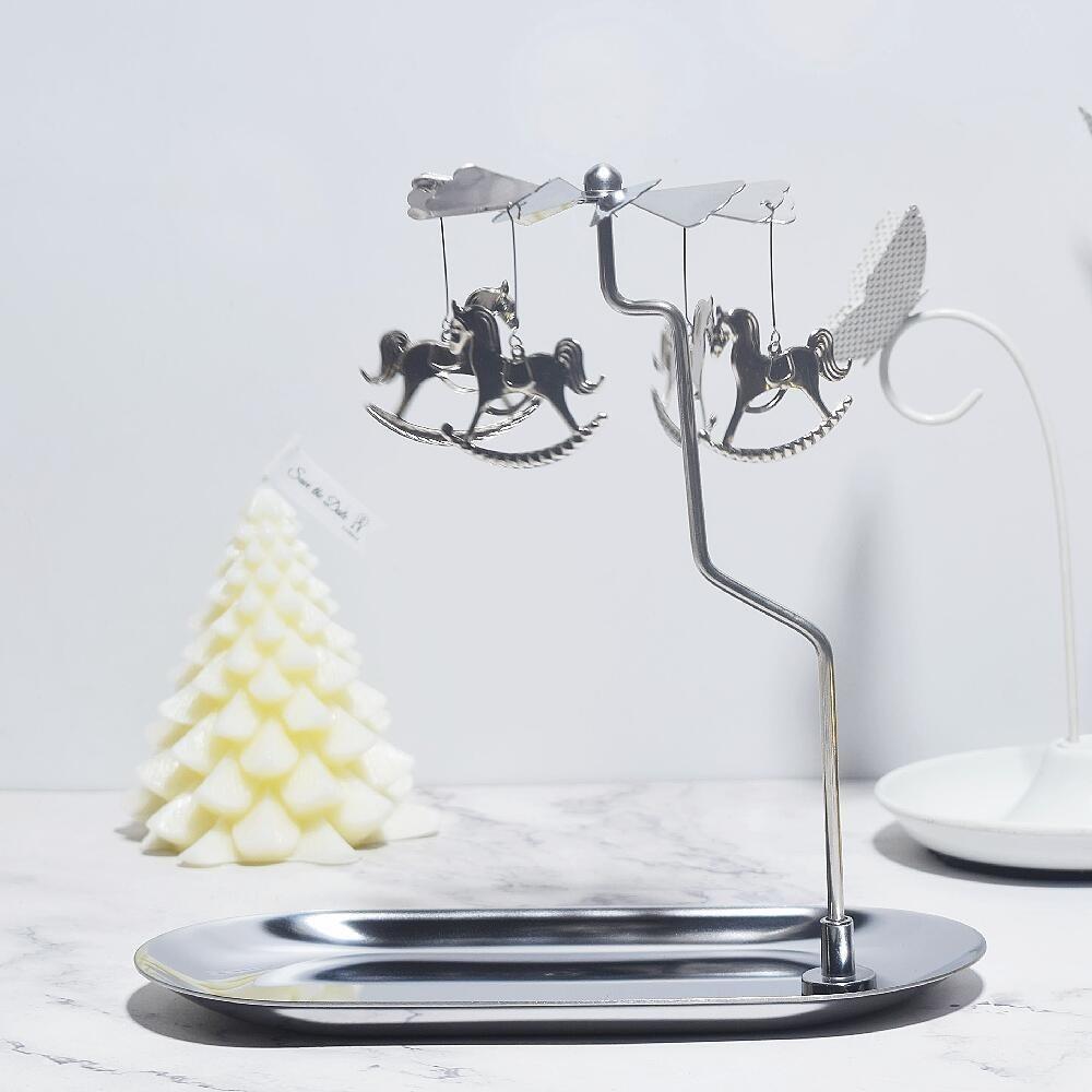 Gold/Silver Christmas Rotating Candle Holder Stainless Steel Rotating Candlesticks  Night