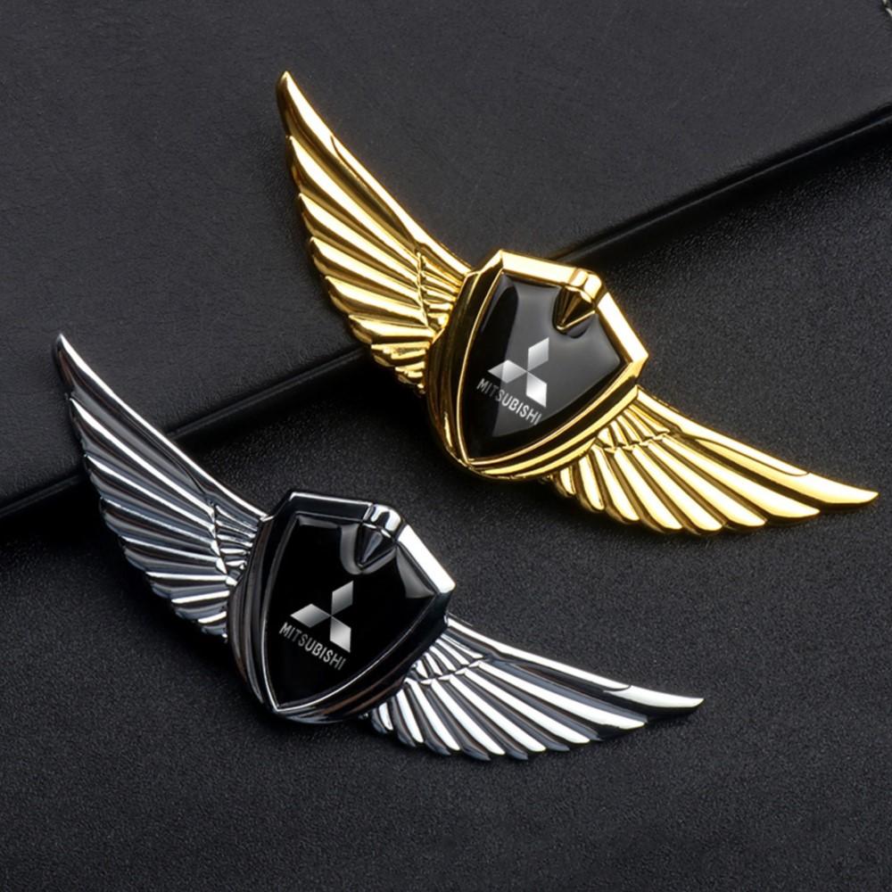 vhcp9 1Pcs Metal Car Trunk Fender Emblem Stickers Wings Side Mark Decor For Mitsubishi Asx Lancer 10 Outlander 3 L200 Xpander Pajero 4