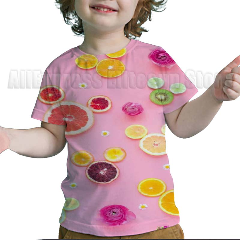 Toddler 3D Funny Fruits Printed T Shirts Baby Boys Girls Kids Tee Tops Summer Children Avocado Strawberry Lemon Apple T-shirts