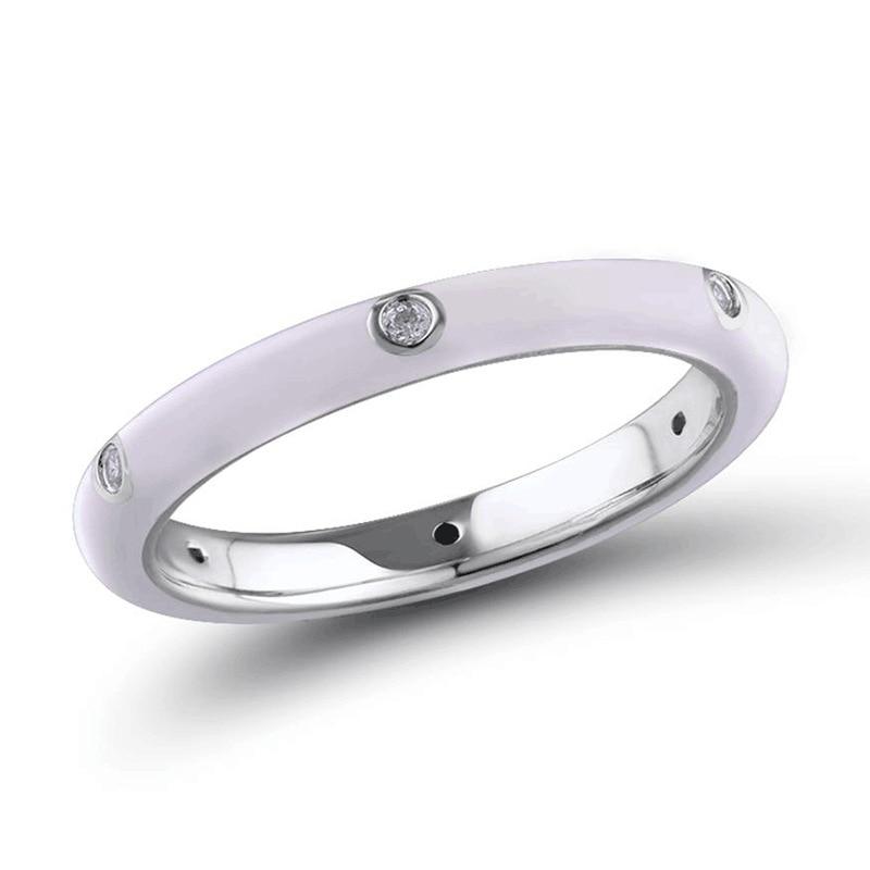 925 Silver Plated Colorful Rainbow CZ Eternal Stackable Ring Ladies Wedding Party Engagement Ring Jewelry Gift Women's Ring