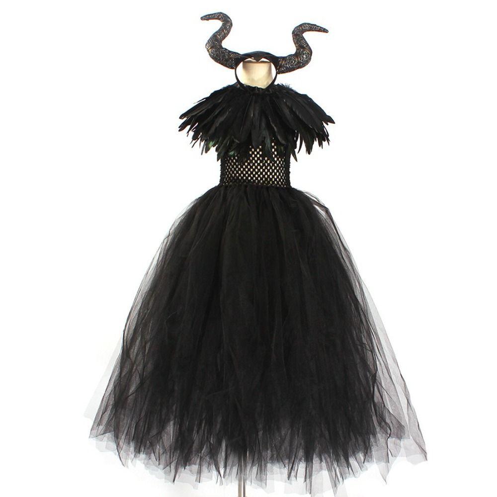 Black Mesh Halloween Costume Dress Wings Shawl Black Mesh Princess Dress Cosplay Event