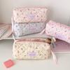 Bow Quilted Pencil Pouch Korean Style Pen Bag Large Capacity Cloth Stationery Bag  Kids Children