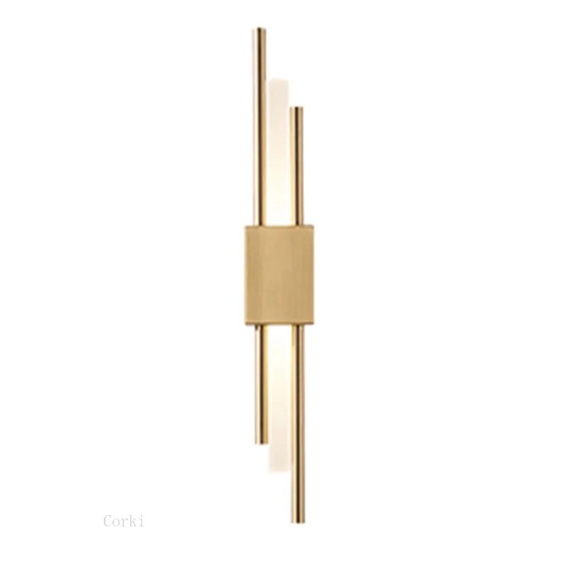 Modern Led Wall Lamps Black And Bronze Brass Gold Metal Acrylic Pipe LED Wall Lights for Living Room Wall Sconce Decor Fixtures